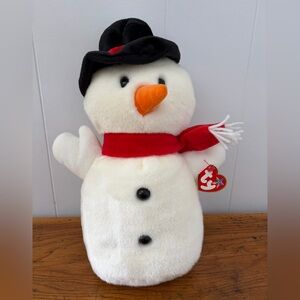 2001 TY Beanie Buddie “Snowball”the Snowman Plush with Red Scarf